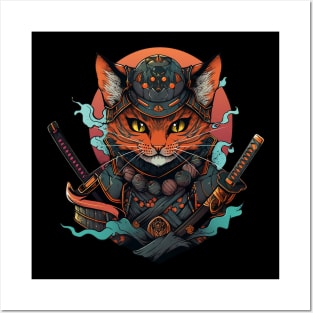 samurai cat Posters and Art